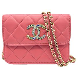 CHANEL Matelassé Bejeweled Lambskin Chain Shoulder Bag