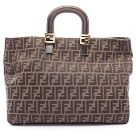 Fendi Zucca Handtasche braun schwarz aus Leder und Canvas