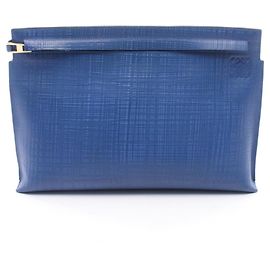 Clutch in pelle blu Loewe