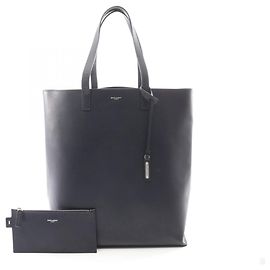 Saint Laurent Tote Bag aus Leder in Navy