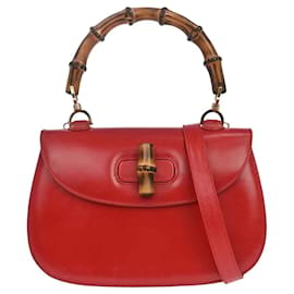 Gucci Vintage Convertible Bamboo Top Handle Leather Medium