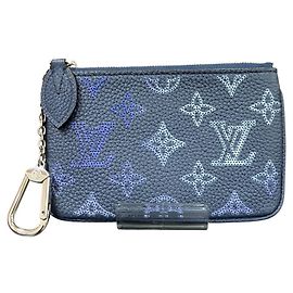 Portafoglio monete Louis Vuitton in pelle Mahina blu navy