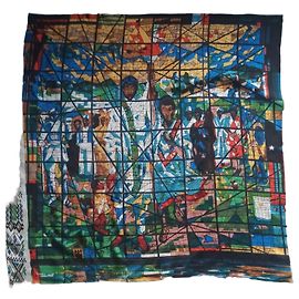 Autre Marque Ethiopian Tourism Office Hand-Woven Multicolor Silk Scarf