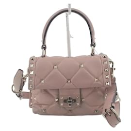 Valentino Garavani Rockstud Sac à Main en Cuir Rose Poudré