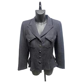 Giacca Peplum Chanel Vintage 2006 Spring in seta 100% nera - Taglia FR 42