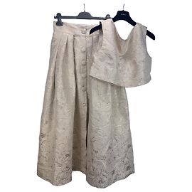 Autre Marque DESTREE Conjunto de falda y top de brocado floral beige
