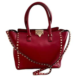 Valentino Garavani Sac Cabas Rockstud en Cuir Rouge