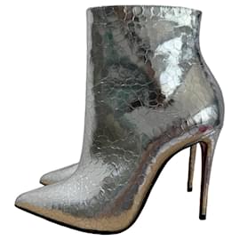 Christian Louboutin So Kate Booty 100 Silberne Stiefeletten Specchio Martele