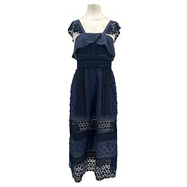 Self Portrait Kleid Marineblau Baumwolle Größe 6