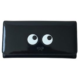 Anya Hindmarch Eyes Geldbörse aus schwarzem Lackleder