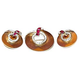 Autre Marque Marcel Boucher Set Spilla e Orecchini Tono Oro