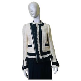Sacai Tweed-Jacke mit Spitze und Fransen