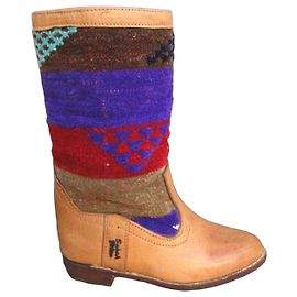 Autre Marque Botas Sabah Ibiza de cuero y kilim estilo bohemio