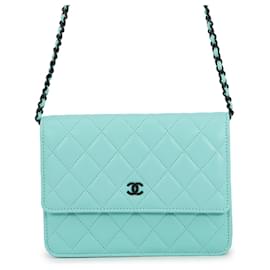 Chanel Chain/Shoulder Wallet in Schwarz und Türkis