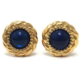 Orecchini clip vintage Chanel Gripoix Blue Cabochon