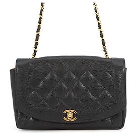 Borsa a tracolla con catena in pelle di vitello martellata nera Chanel