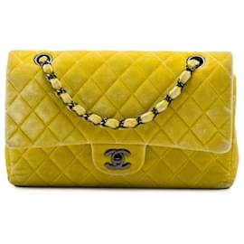 Chanel Giallo Medium Classic Velvet Double Flap