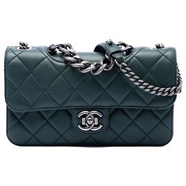 Chanel Green Medium Quilted Goatskin Perfect Edge Flap