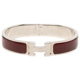 Bracelet Clic H Hermès en émail rouge étroit PM