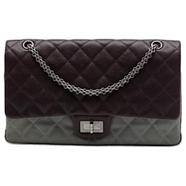 Chanel Marrone Bicolore Caviar e Pelle di Vitello Iridescente Reissue 2.55 Double Flap 226