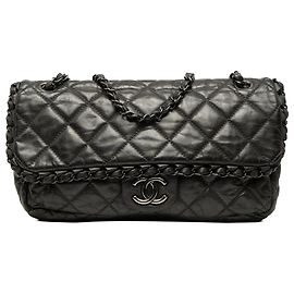 Chanel Gray Medium Quilted Metallic Aged Calfskin Chain Me Flap