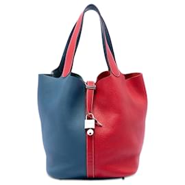 Hermès Picotin Lock 26 aus zweifarbigem rotem Clemence-Leder