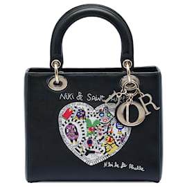 Dior Black Niki De Saint Phalle Medium Calfskin Heart Supple Lady Dior