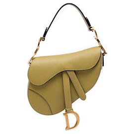 Borsa Saddle in pelle di vitello granulata mini verde Dior