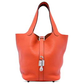 Hermès Orange Clemence Picotin Lock 18