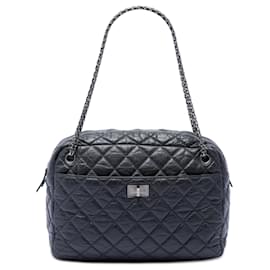 Borsa Camera Reissue Chanel in pelle di vitello invecchiata trapuntata nera grande
