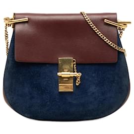 Chloé Drew Crossbody in scamosciato e pelle di vitello bicolore rosso Small