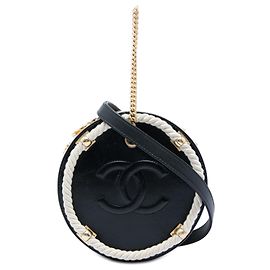 Borsa rotonda En Vogue in pelle di vitello stropicciata nera Chanel