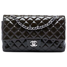 Chanel Purple Medium Classic Patent Double Flap