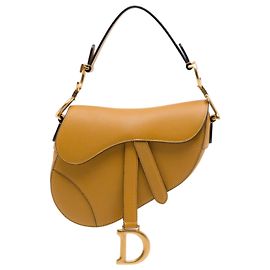 Borsa Saddle Dior in pelle di vitello granulata marrone