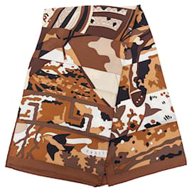 Sciarpa in seta Hermès Brown Les Dix Cavaliers 90