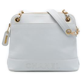 Borsa a Spalla Chanel White Caviar Logo Chain