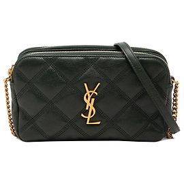 Saint Laurent Borsa a tracolla Becky mini in agnello trapuntato nero con doppia zip