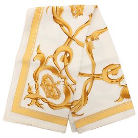 Lenço de seda Hermès White Couronnes 90