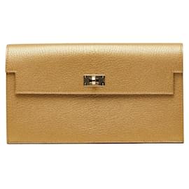 Hermès Hermes Kelly Pocket Long Wallet in Gold Chevre Leather