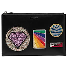 Clutch Saint Laurent con inserto glitterato