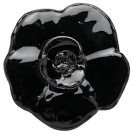 Chanel Camellia Ring Schwarz Silber Metall