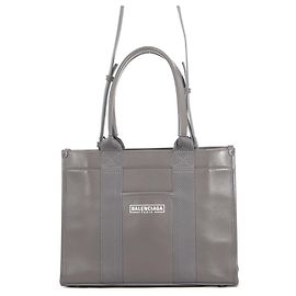 Balenciaga Tote Bag aus Leder und Canvas in Dunkelgrau
