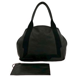 Balenciaga Navy Cabas Tragetasche aus Leder und Canvas