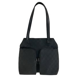 Borsa Tote in tela GG nera e pelle Gucci