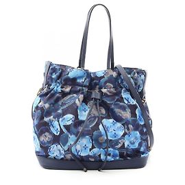 Bolsa tote 2way Louis Vuitton NoeFurrure MM Cut Flower Gran Bleu nylon e couro
