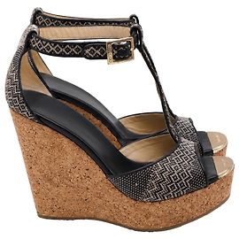 Sandali Jimmy Choo Pela con tacco zecca a T in pelle nera