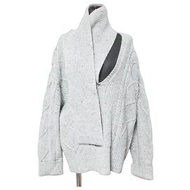 Autre Marque Top de tricô com padrão de tranças LE CIEL BLEU Neppy Yarn Cable Knit Top