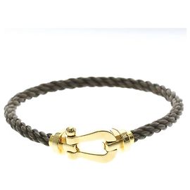 Autre Marque Fred Paris Force 10 Woven Cord and Stainless Steel with 18K Yellow Gold