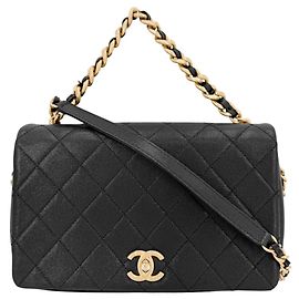 Borsa Chanel in pelle di vitello martellata nera