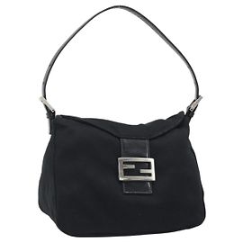 Borsa FENDI cotone Nero Argento Auth mr2595